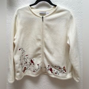 Croft & Barrow Scoop Neck Fleece Jacket with Cardinal Embroidery